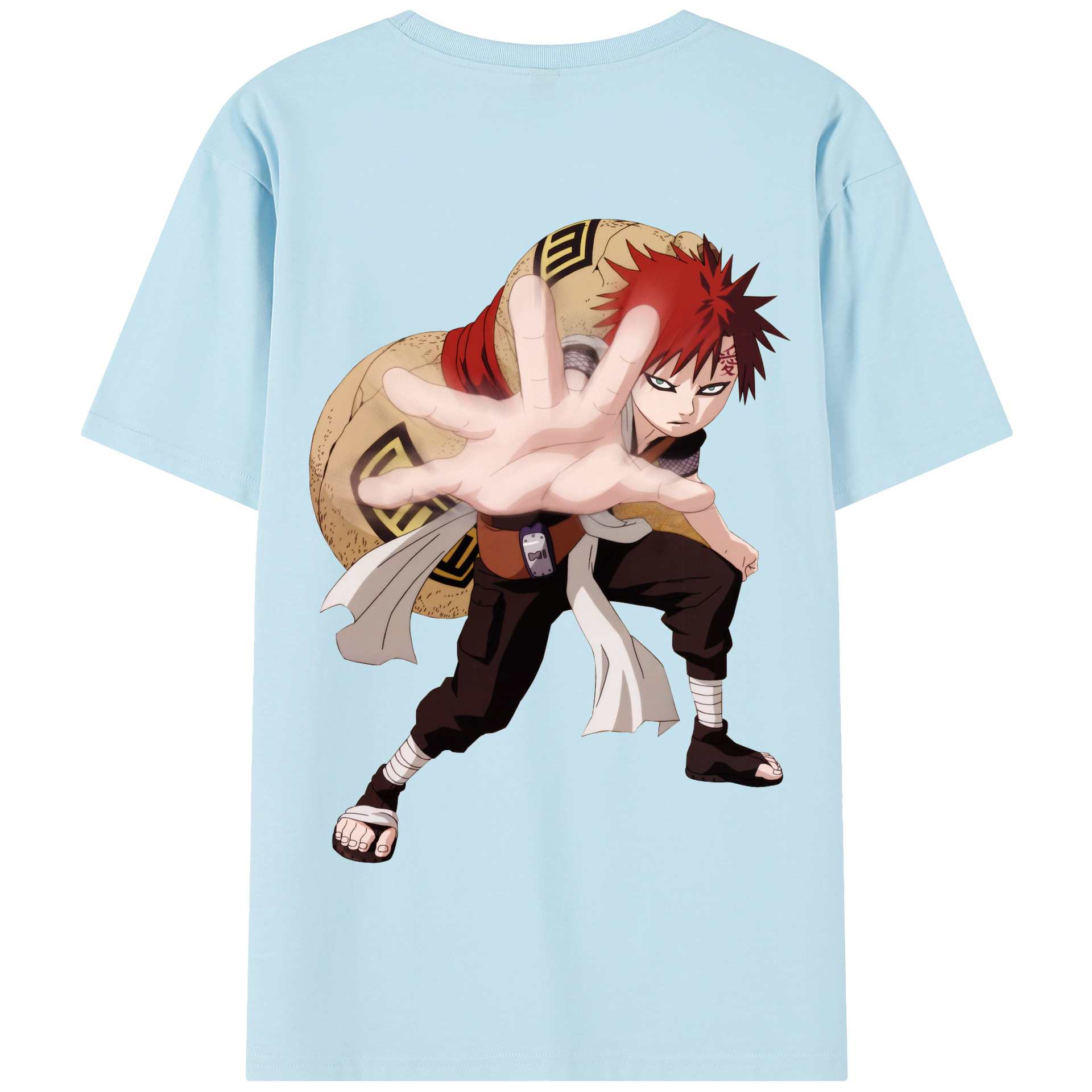 （画像用） NARUTO -ナルト- ガアラ Gaara 綿100％半袖Tシャツ（背面プリント）